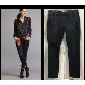 CAbi 3387 Slim Boyfriend Black Distressed Jeans in Women's Size 2
